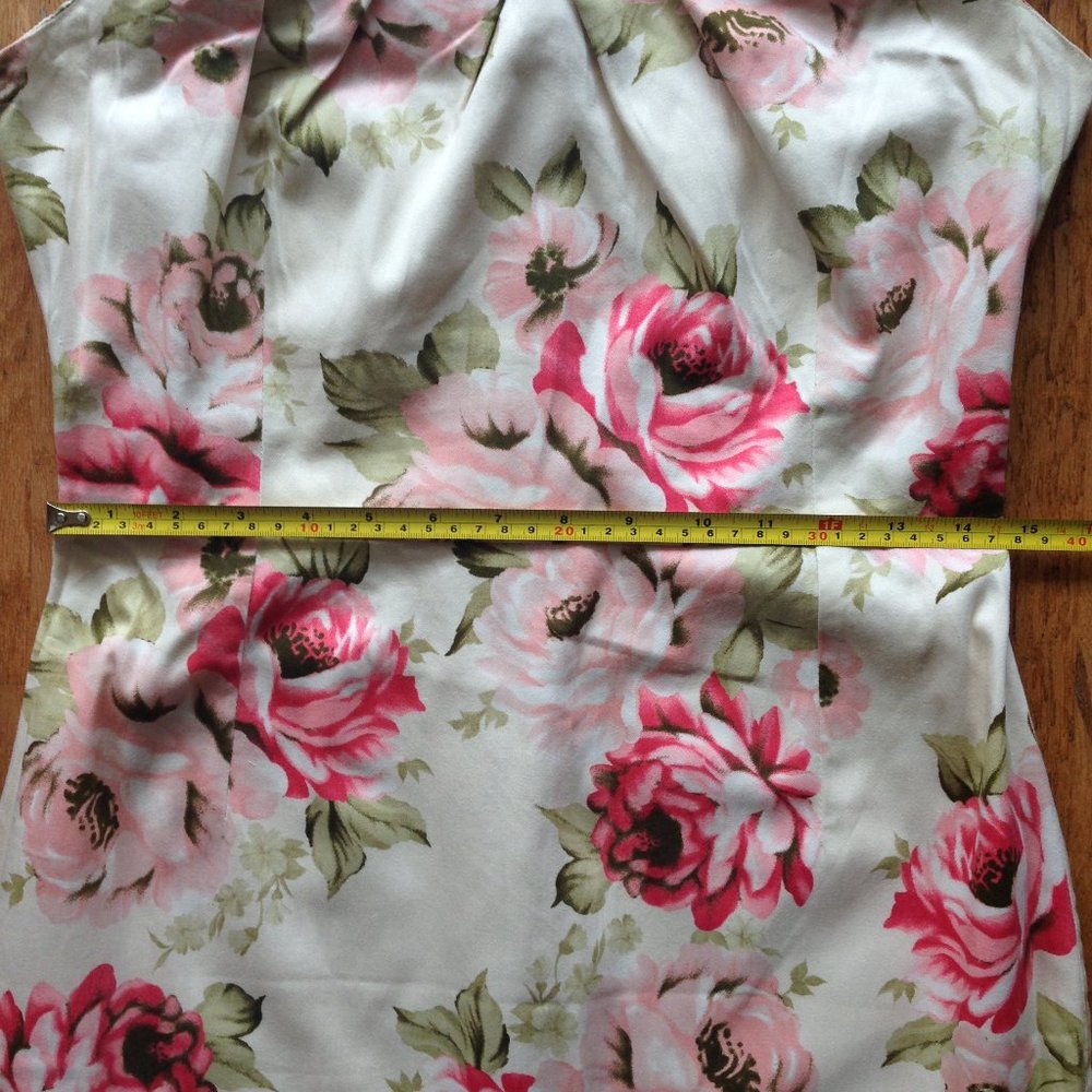 Floral Midi Cap-sleeve Belted Sheath Dress - Picture 10 of 12